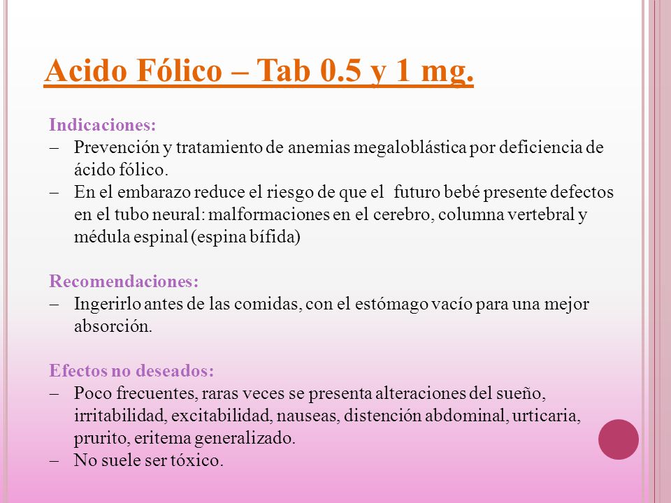 acido folico antes embarazo dosis